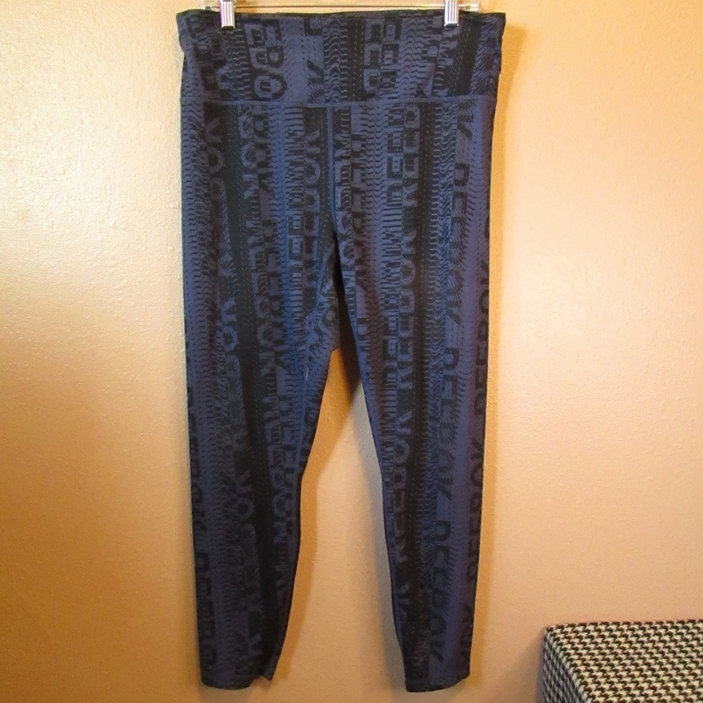 Reebok Black and Blue Patterned Leggings